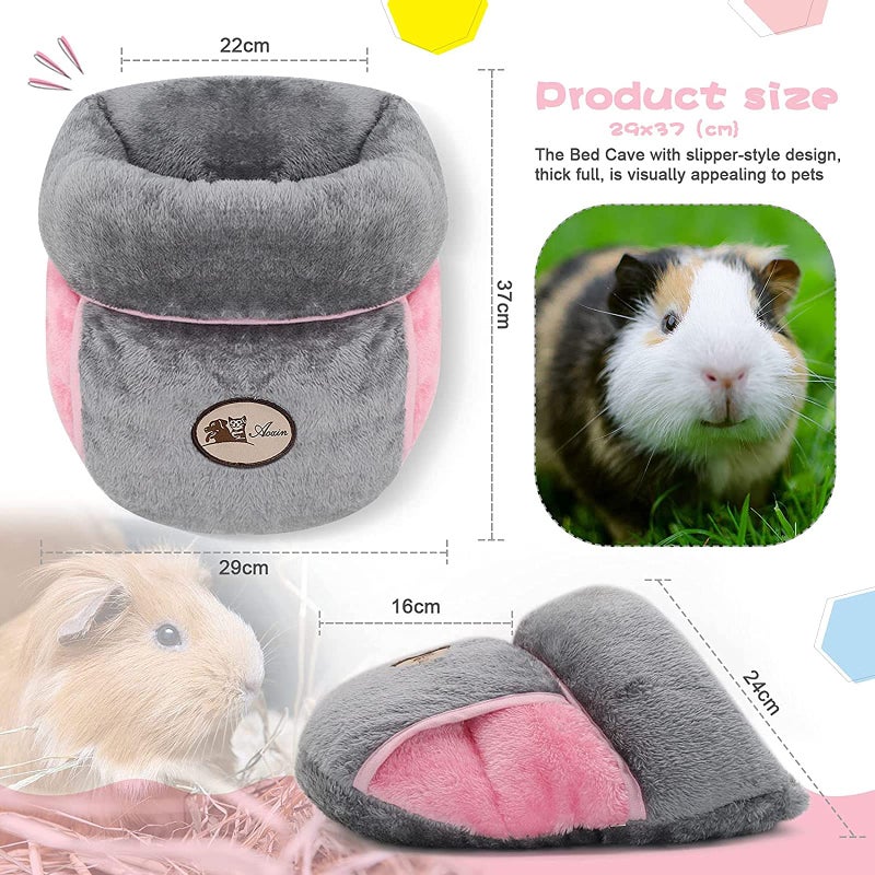 YUEPET Guinea Pig Bed Cuddle Cave Warm Fleece Cozy House Bedding Sleeping Cushion Cage Nest for Small Animal Squirrel Chinchilla Rabbit Hedgehog Cage Accessories (Grey) - Image 2